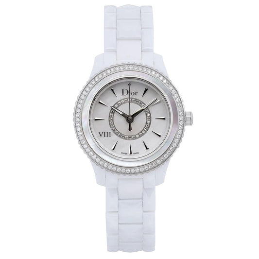 Christian Dior, VII, Quartz Ceramic Strap Watch, White, 33 mm, For Women