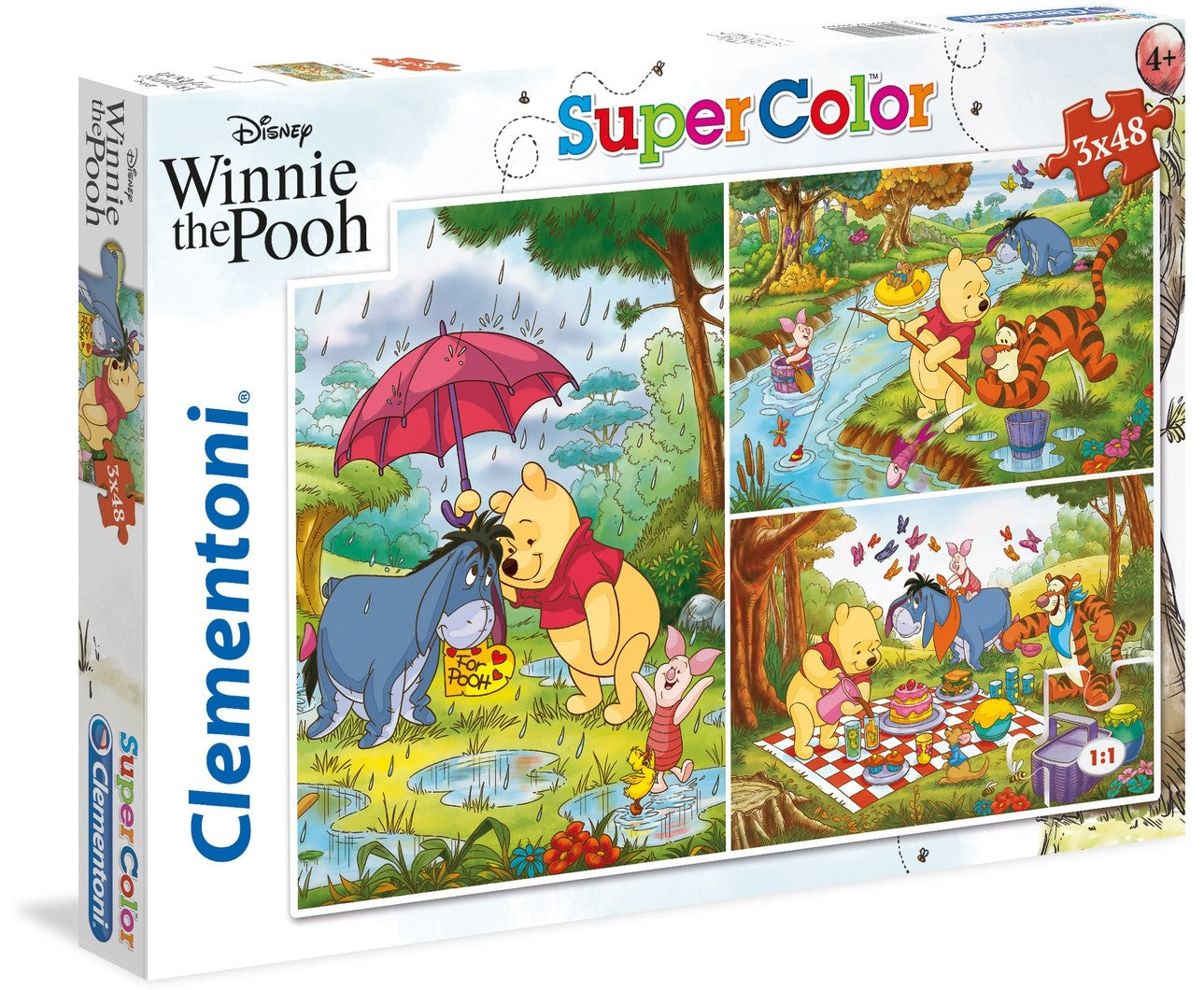 Set Trio, Clementoni, SuperColor, Winnie The Pooh, Puzzle, Unisex, 4+ years, 3x48 pcs