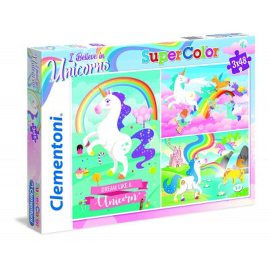 Set Trio, Clementoni, I Believe In Unicorns, Puzzle, For Girls, 4+ years, 3x48 pcs