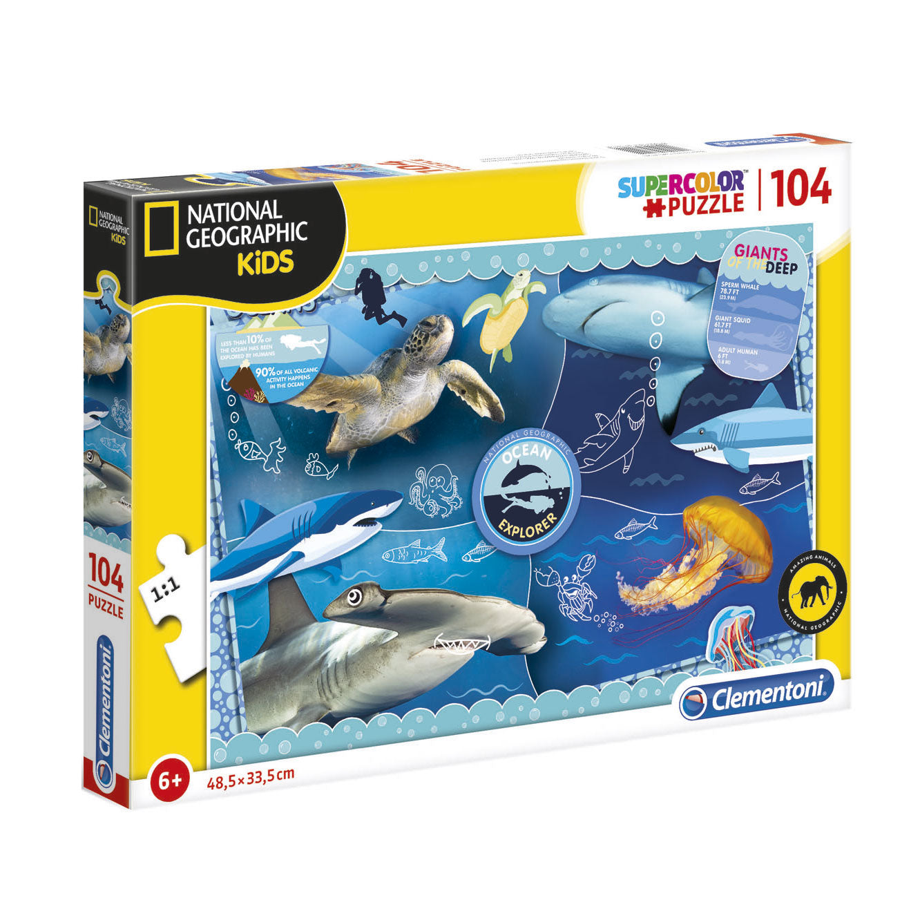 Clementoni, National Geographic Kids, Ocean Explorer, Puzzle, Unisex, 6+ years, 104