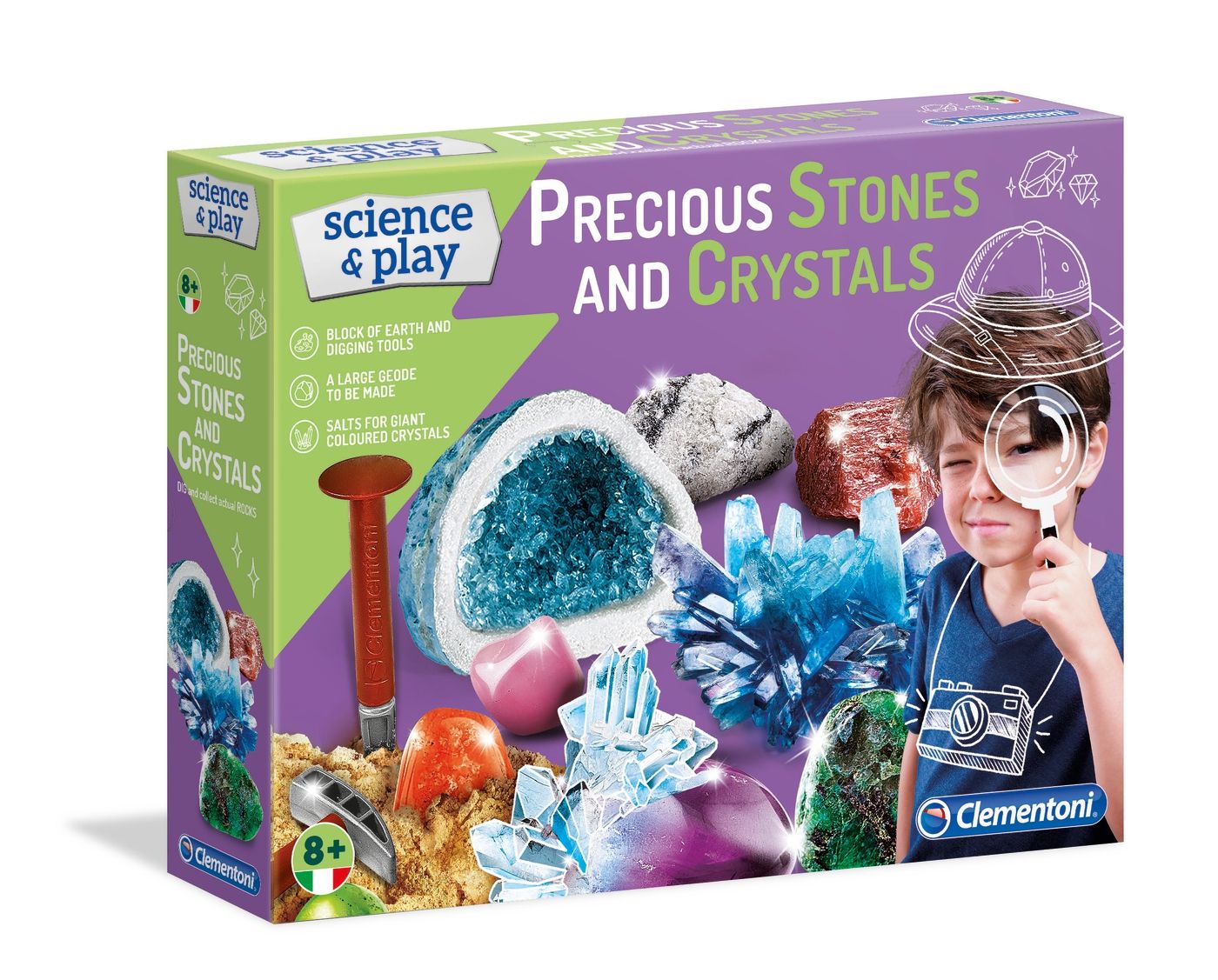 Clementoni, Science & Play, Precious Stones and Crystals, For Boys, 8+ years