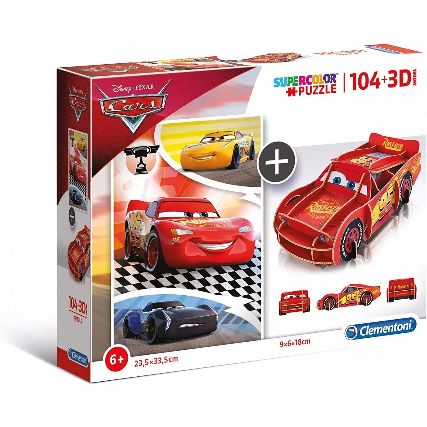 Clementoni, SuperColor, 2 in 1 - Cars 3D, Puzzle, For Boys, 6+ years, 104 pcs