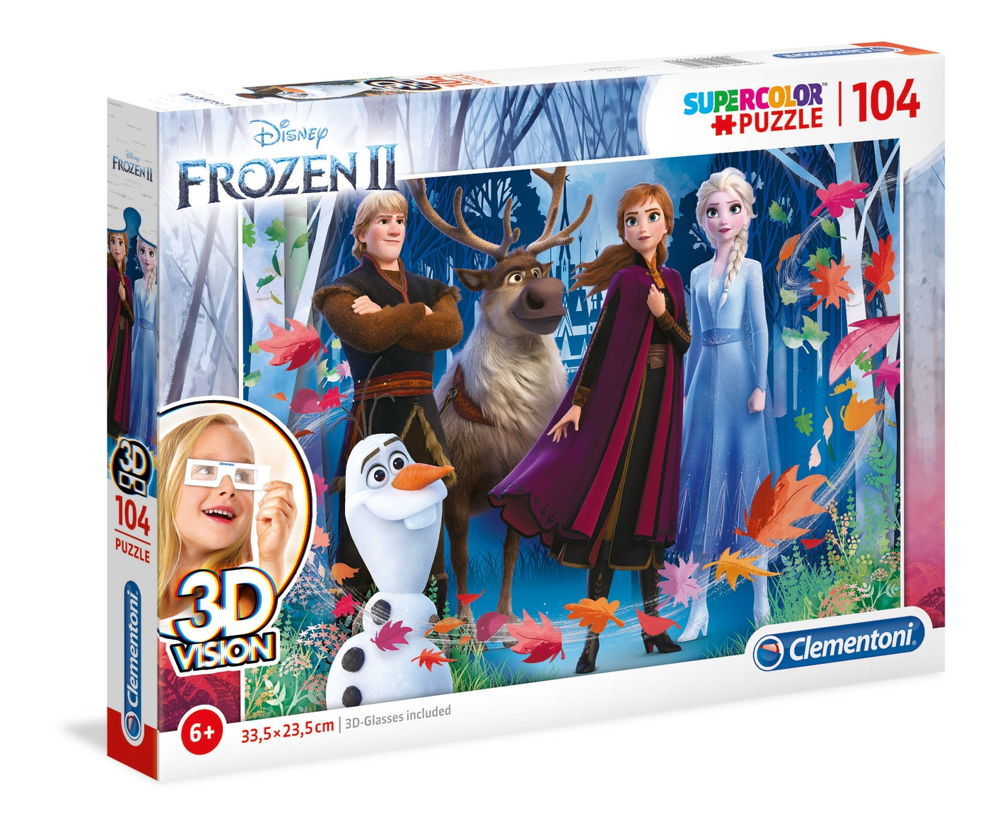 Clementoni, SuperColor, Frozen II 3D Vision, Puzzle, For Girls, 6+ years, 104 pcs