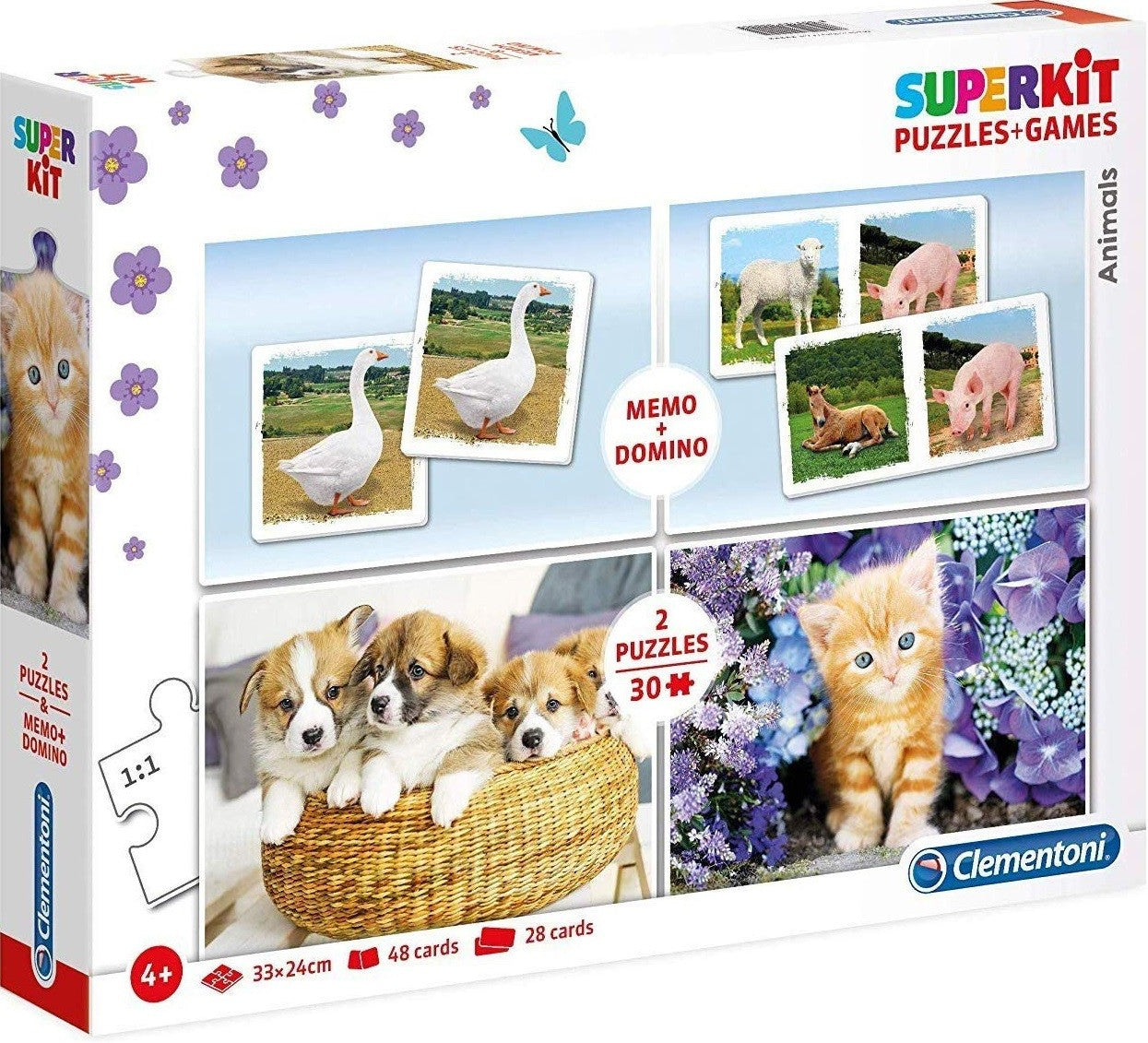 Clementoni, SuperKit, Animals, Puzzle, Unisex, 4+ years, 2 x 30 + 48 + 28 pcs