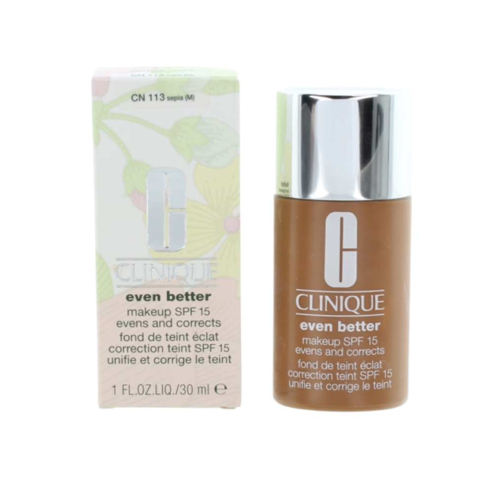 Clinique, Even Better, Paraben-Free, Hydrating, Liquid Foundation, CN 113, Sepia, SPF 15, 30 ml