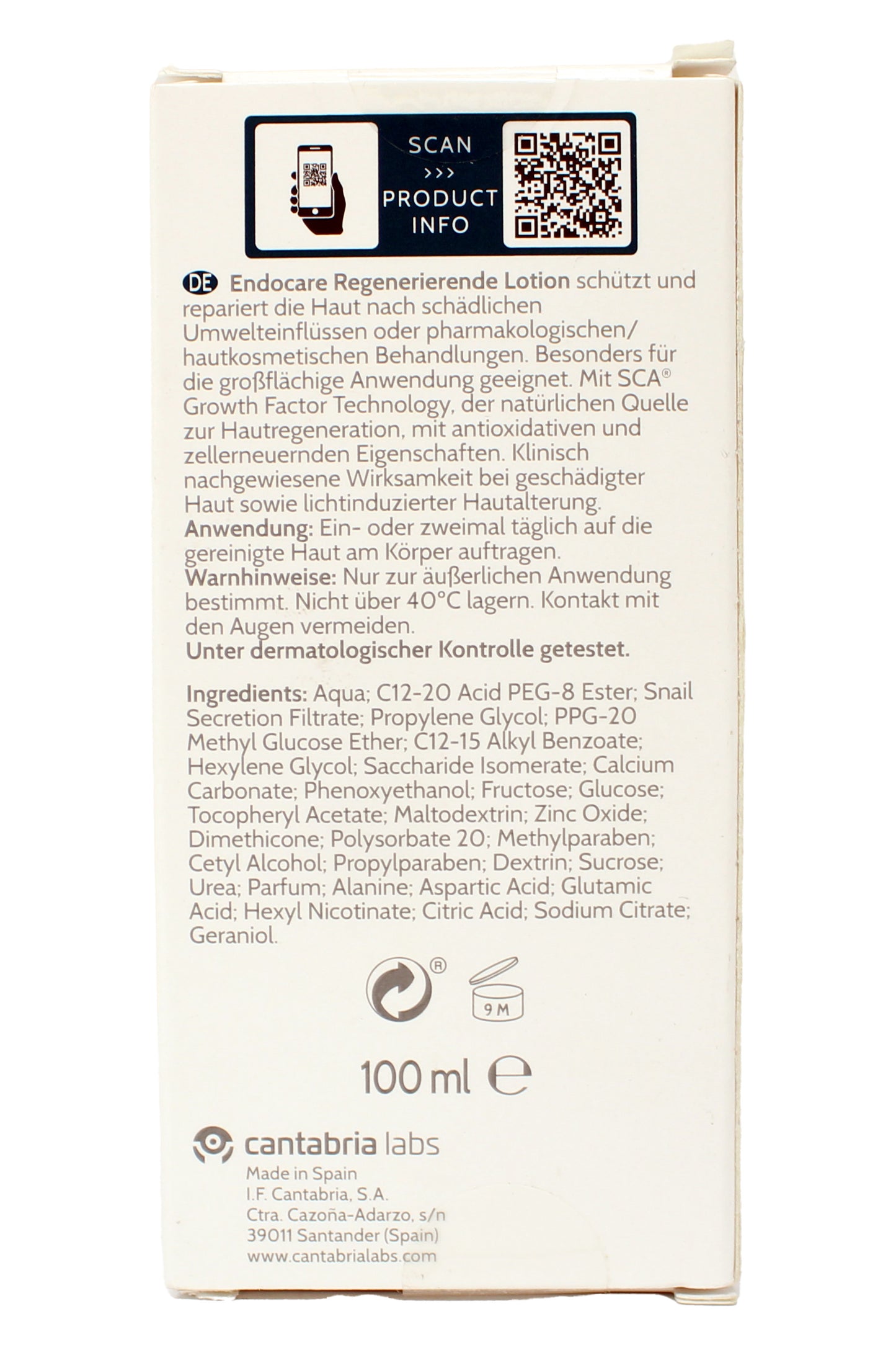 Cantabria Labs Endocare Regenerating Body Lotion 3.3 Ounces