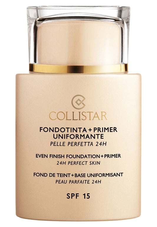 Collistar, Even Finish - 24H Perfect Skin, Long Wearing, Liquid Foundation & Primer 2-In-1, 02, Cameo, SPF 15, 35 ml