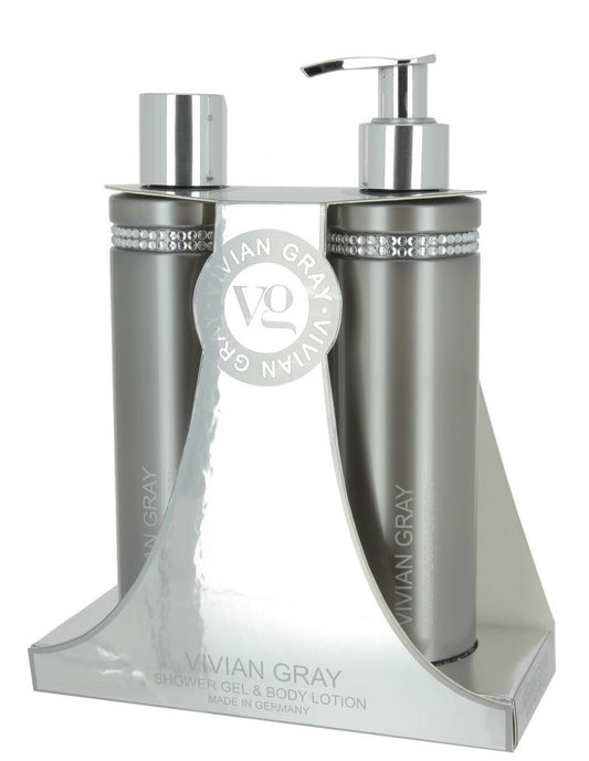 Crystals Set Vivian Gray: Grey Crystals, Softening, Shower Gel, For All Skin Types, 250 ml + Grey Crystals, Hydrating, Body Lotion, 250 ml