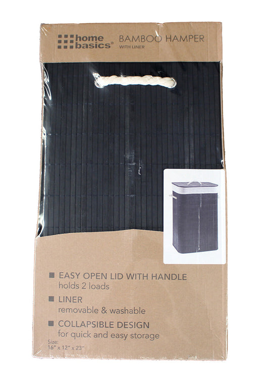 Bamboo Rectangular Hamper For Clothes Black