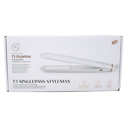 T3 Singlepass Stylemax Professional Flat Iron W/Custom Settings 1" Inch White