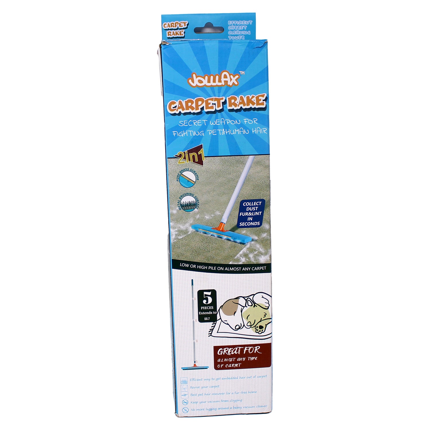 JollLax Carpet Rake - Pet Hair Remover for Carpet and Furniture 1 Count