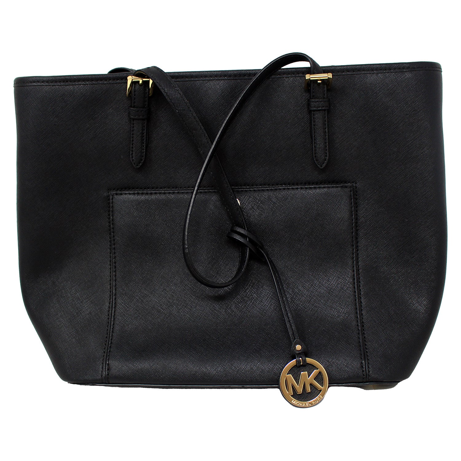 Michael Kors Jet Set Medium Top Zip Snap Pocket Tote (Cut Handle)