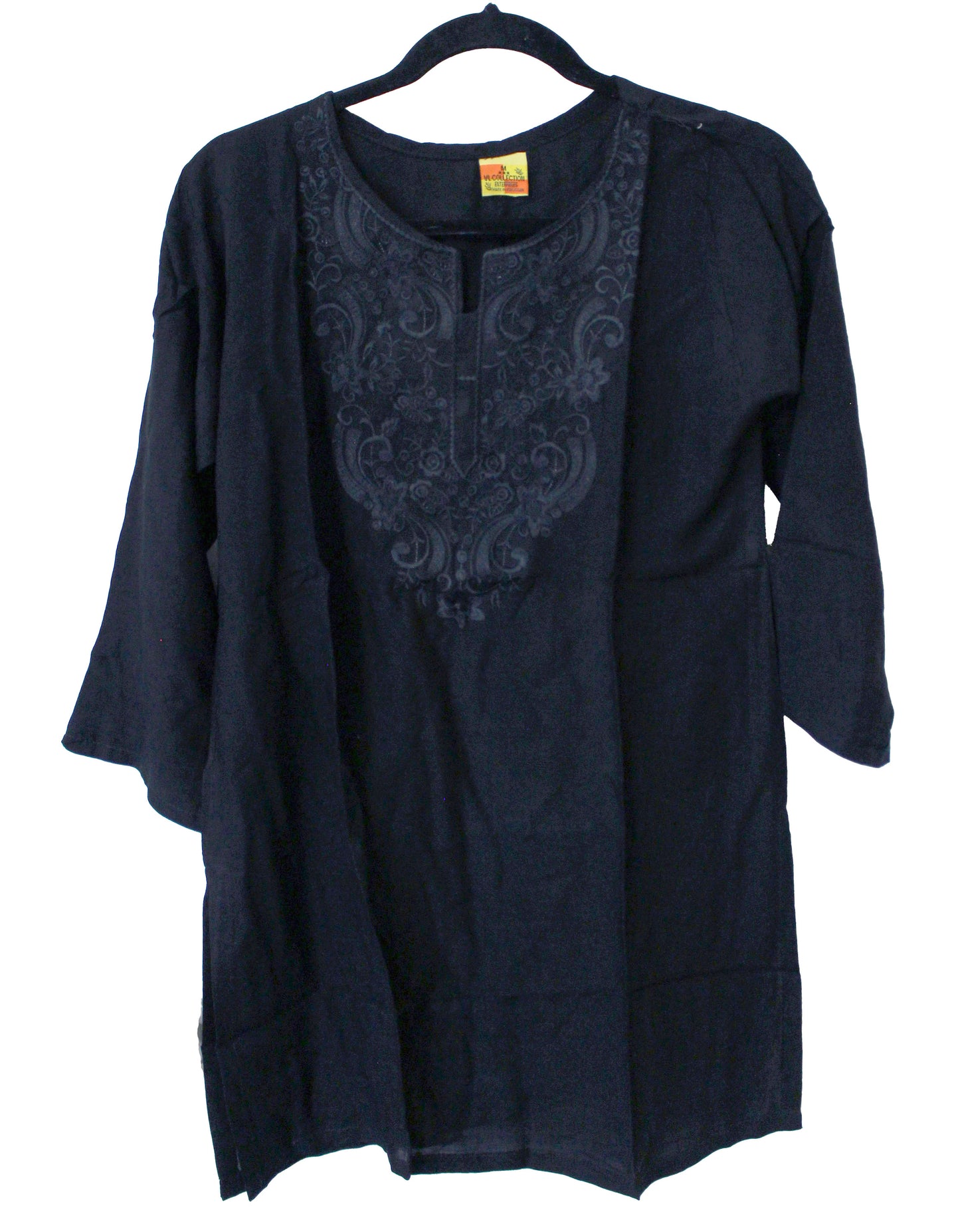 VL Collection Enterprises Embroidered Kurti Longsleeve Top Size Medium (Black)
