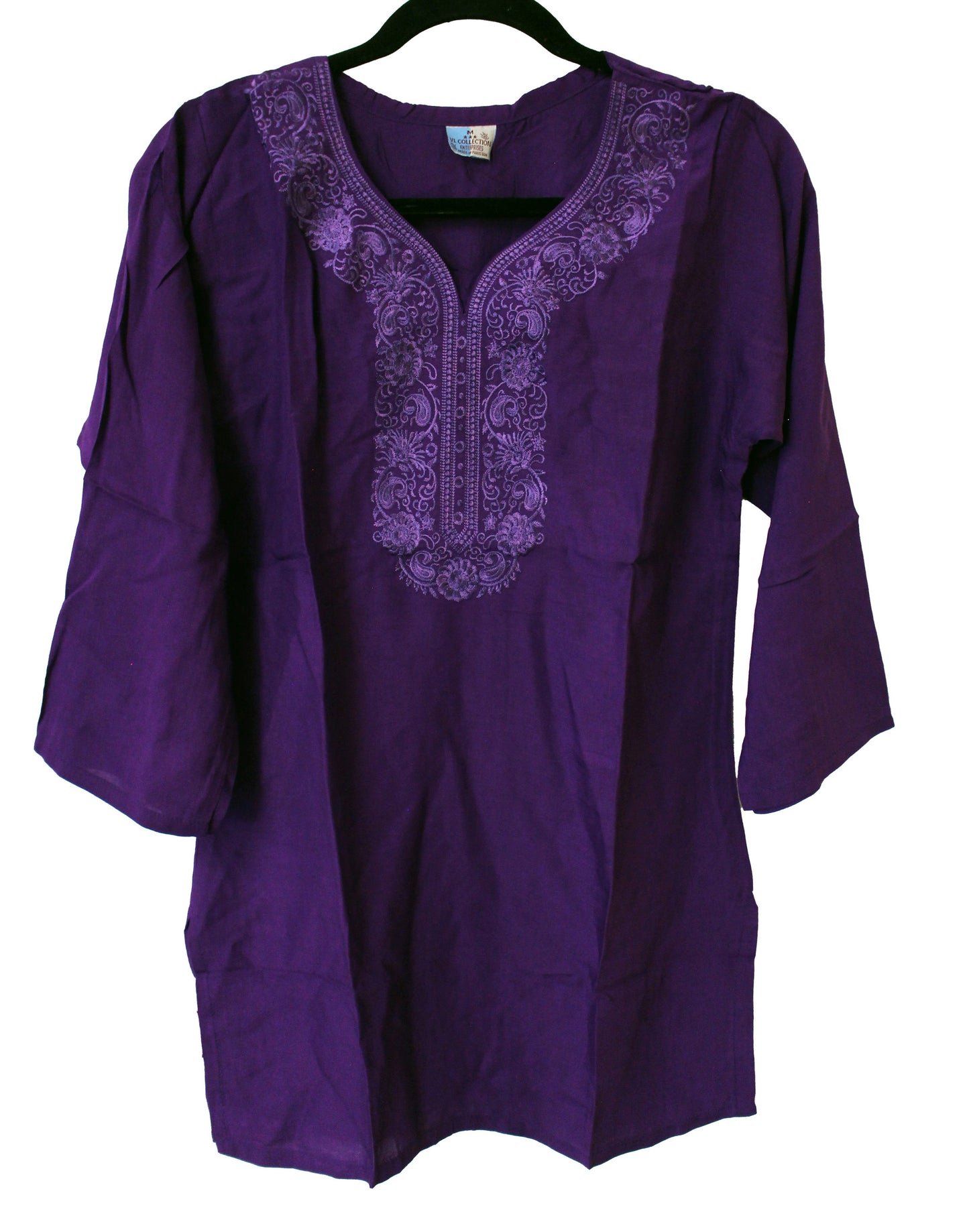 VL Collection Enterprises Embroidered Kurti Longsleeve Top Size Medium (Purple)