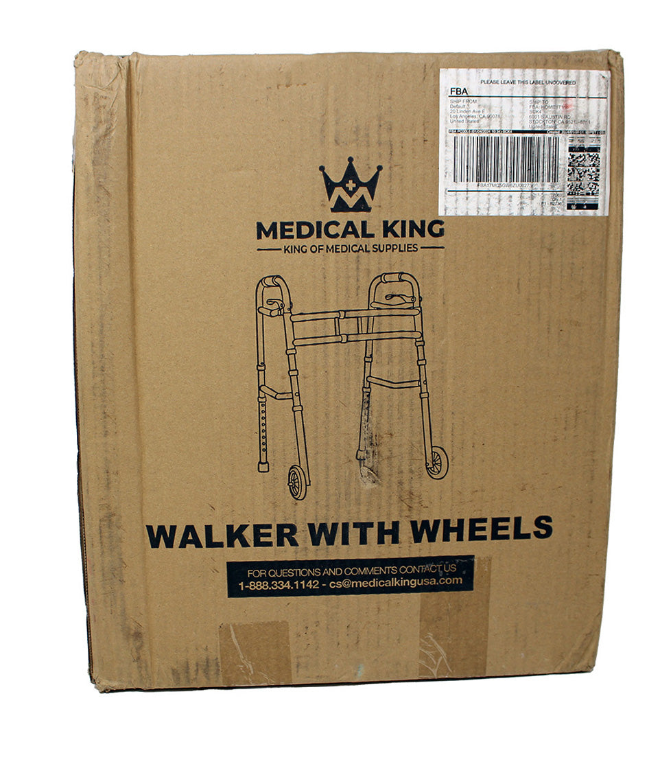 Medical King Lightweight Aluminum Walker With Wheels Up To 350 LBS