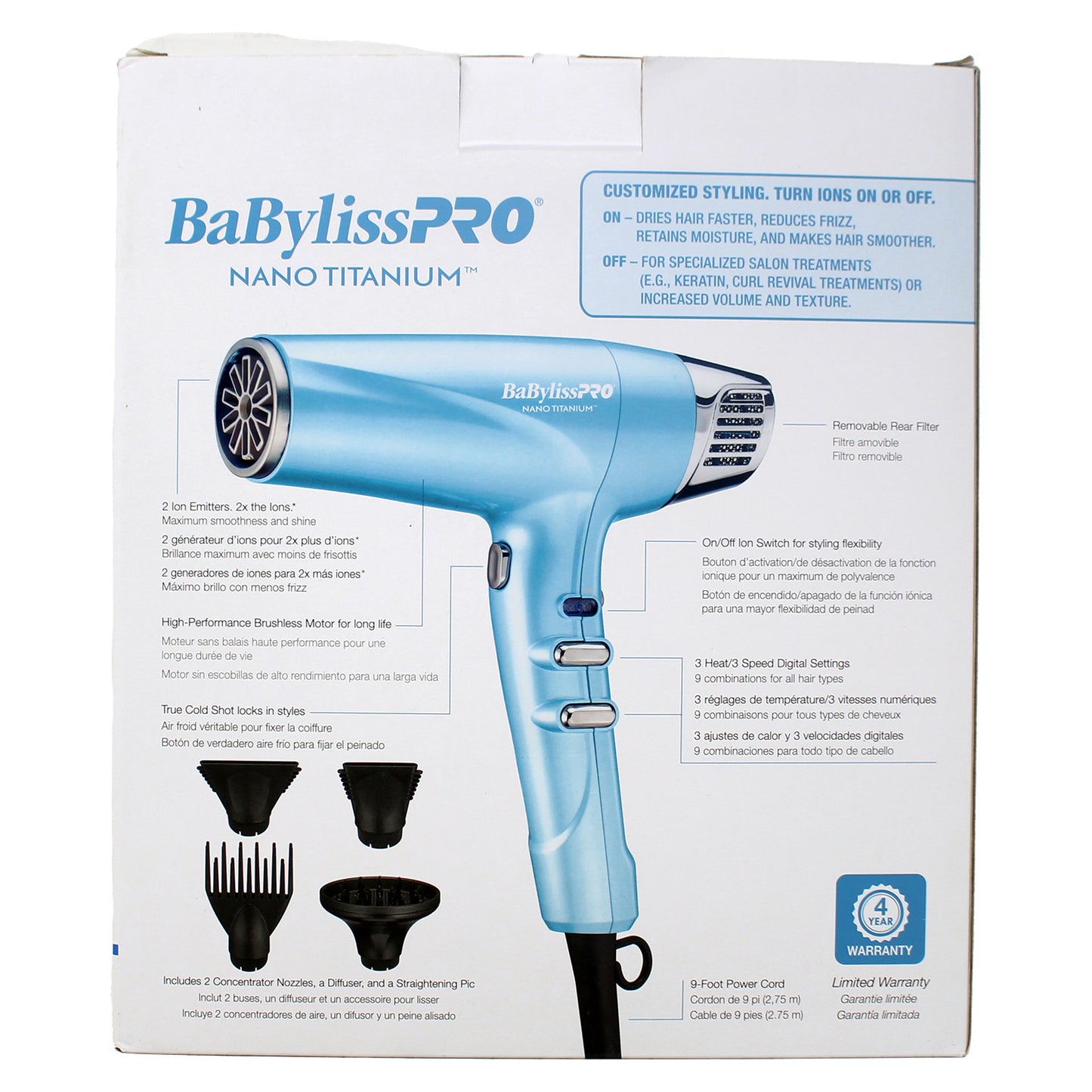 BaBylissPRO Nano Titanium Professional High Speed Dual Iconic Dryer 1 Count