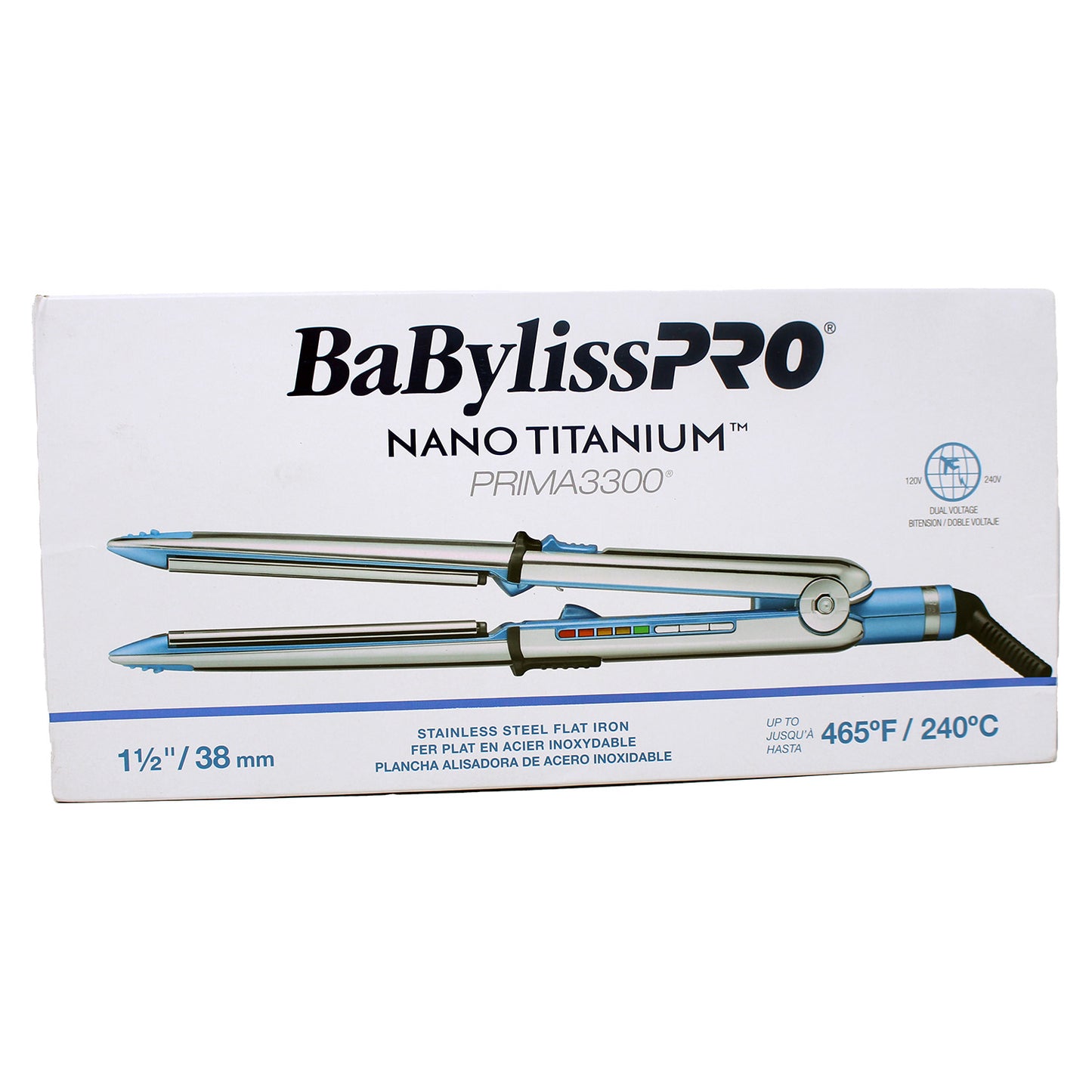 BabylissPRO Nano Titanium Prima 3300 Stainless Steel Flat Iron 1.5" 1 Count