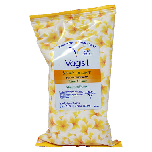 Vagisil Scentsitive Scents Daily Intimate Wipes White Jasmine 30 Count