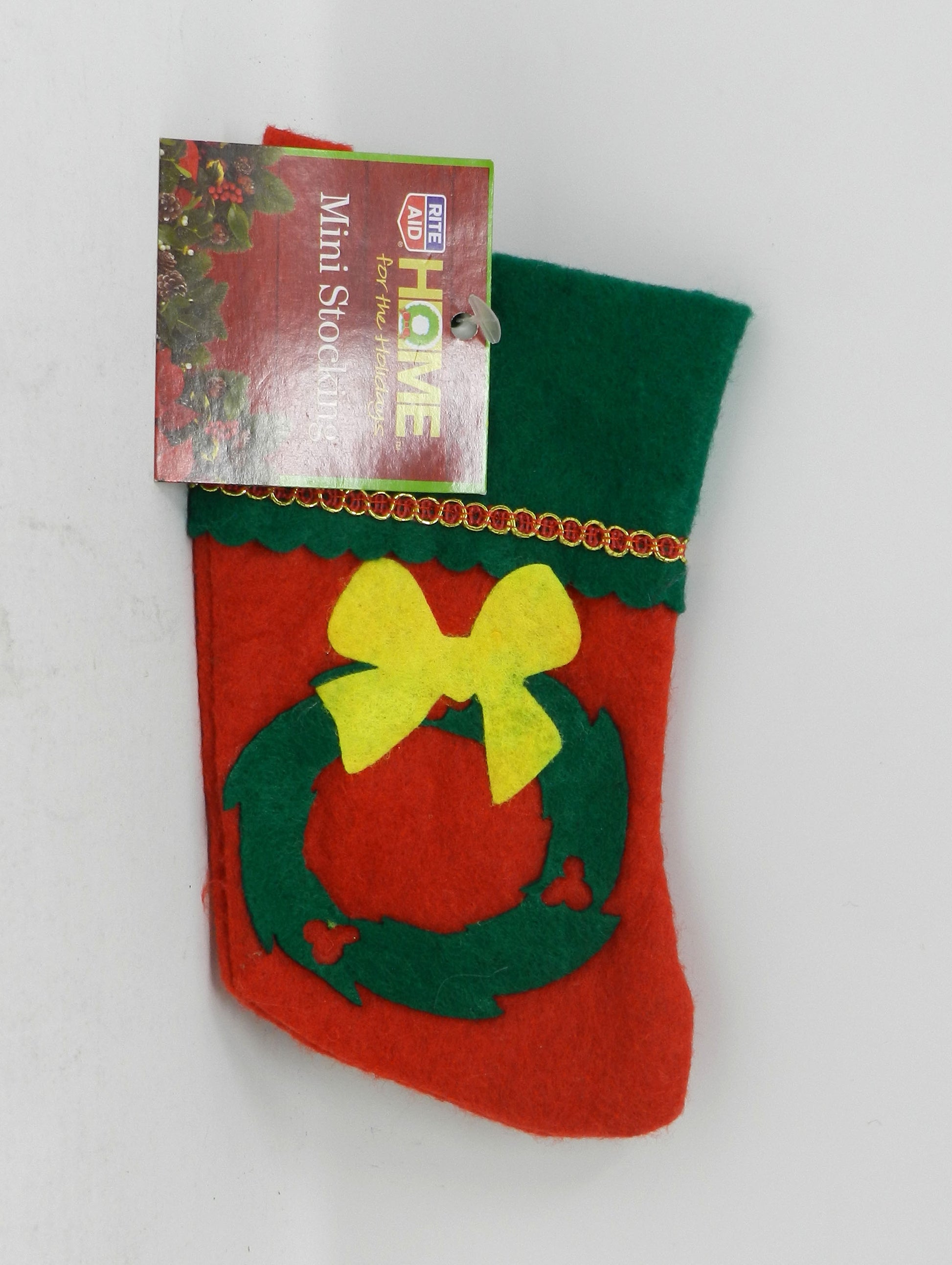 Home For The Holidays Mini Red Stocking With Wreath 1 Count