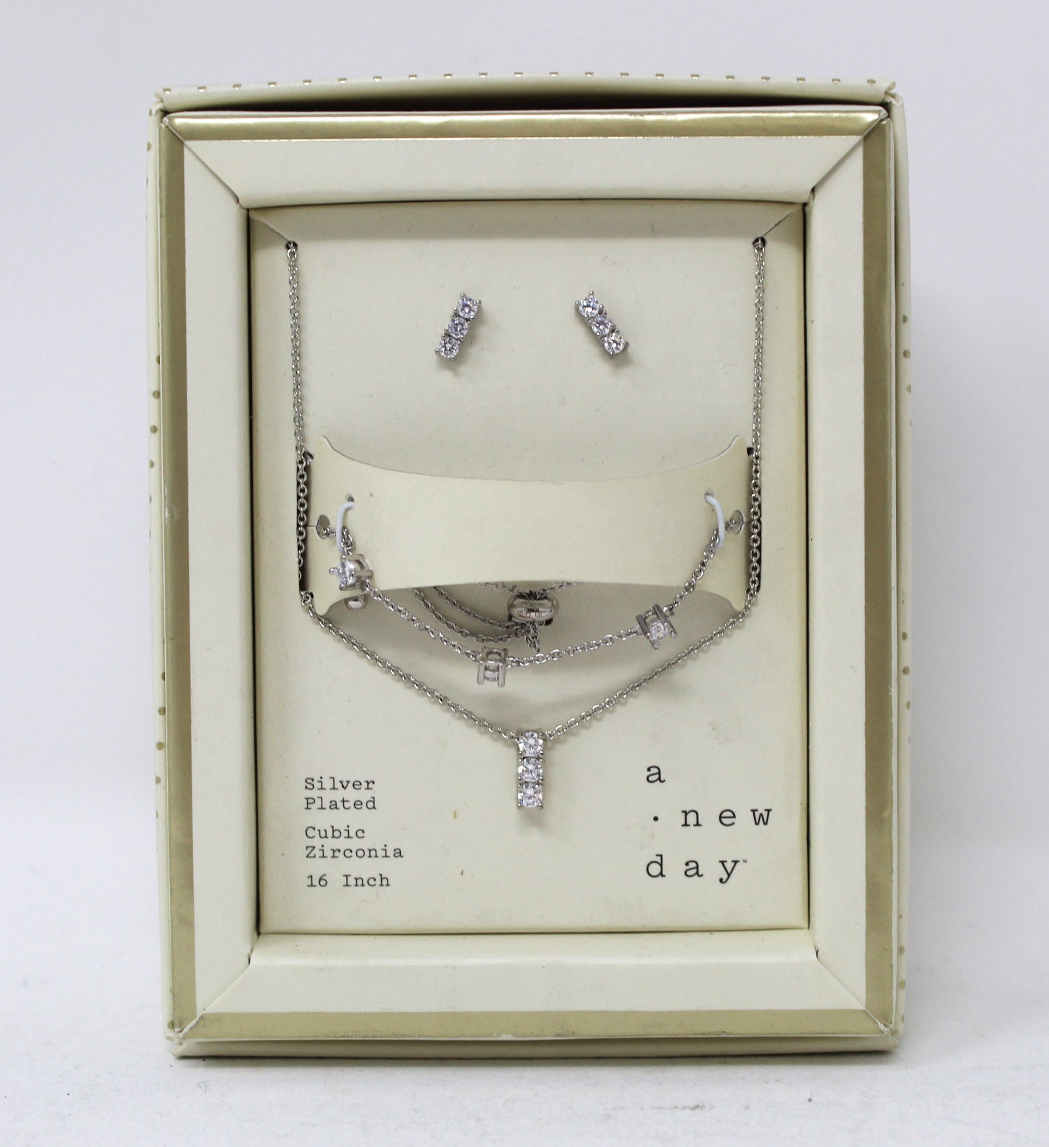 A New Day "I" Earring, Bracelet & Necklace Set Silver Plated
