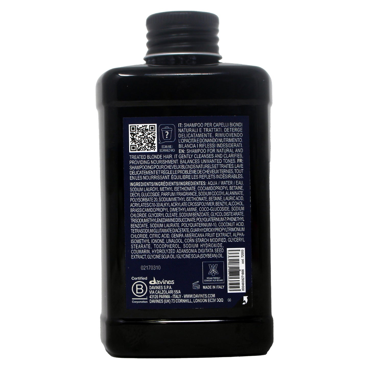 Davines Heart of Glass Silkening Shampoo for Blonde Care, 8.45 fl. oz.