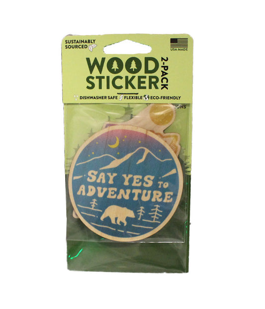 Dust City Wood Sticker 2-Pack;Yes To Adventure & Rainbow Mountain Scene Stickers