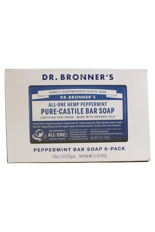 Dr. Bronner's All-In-One Pure-Castile Peppermint Bar Soap 5 Oz Each, 3 CT(OPEN)