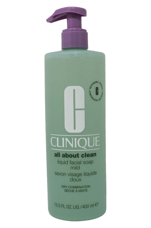 Clinique All About Clean Liquid Facial Soap Mild Dry Combination Skin 13.5 Ounce