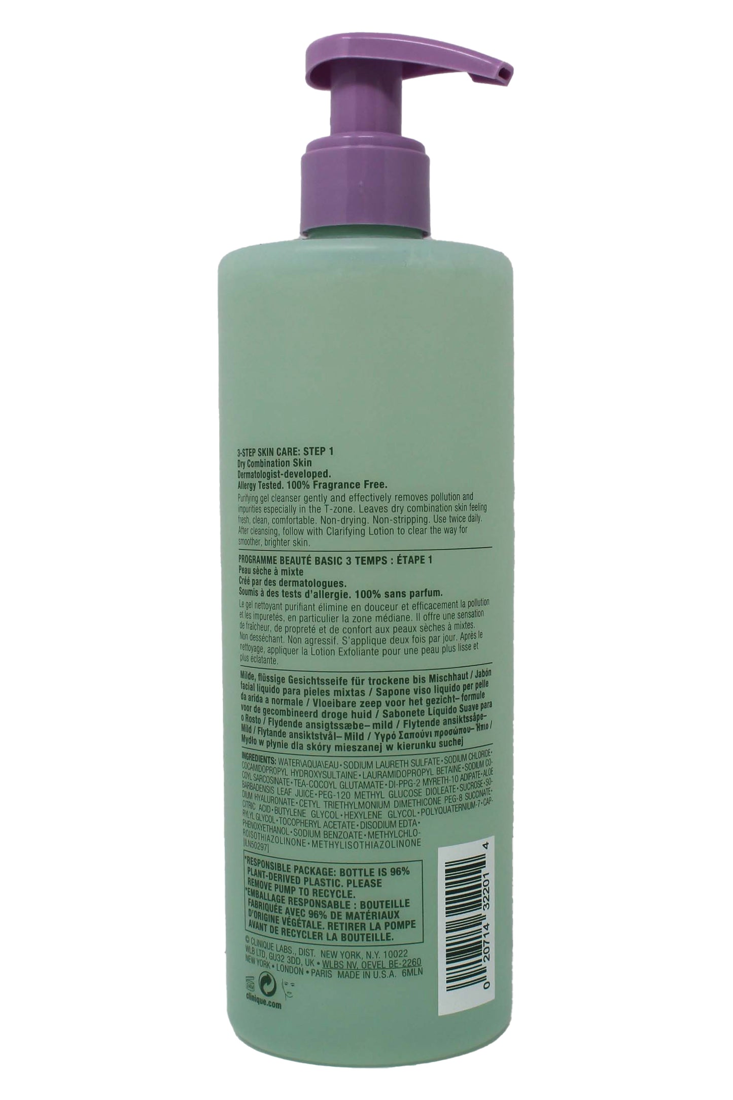 Clinique All About Clean Liquid Facial Soap Mild Dry Combination Skin 13.5 Ounce