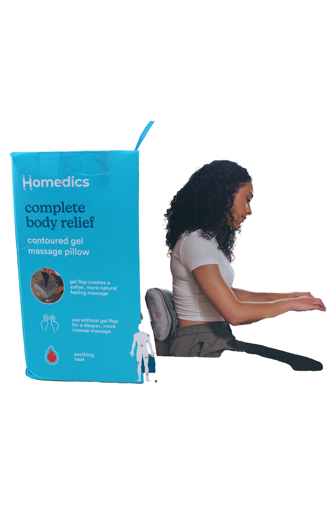 Homedics Contoured Gel Massage Pillow With Heat Grey 1 Count