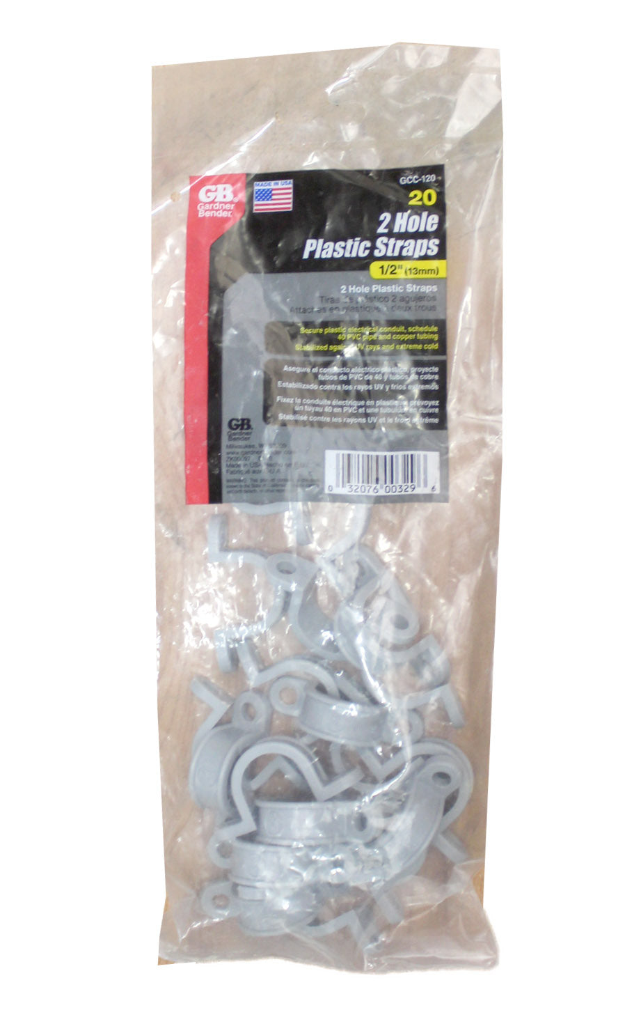 Gardner Bender GCC-120 1/2-Inch Two Hole Plastic Straps Grey 20 Pack