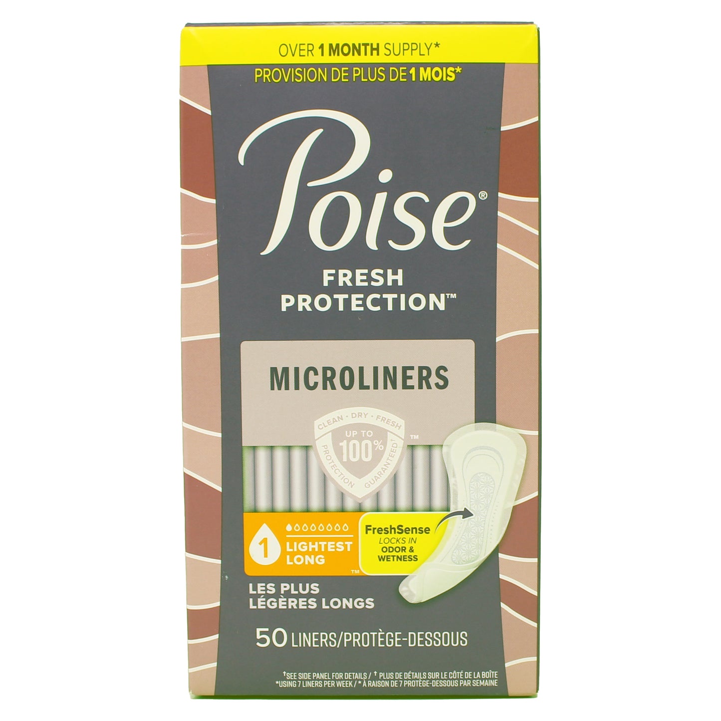 Poise Daily Microliners, Light Absorbency, Long Length, 50 Count