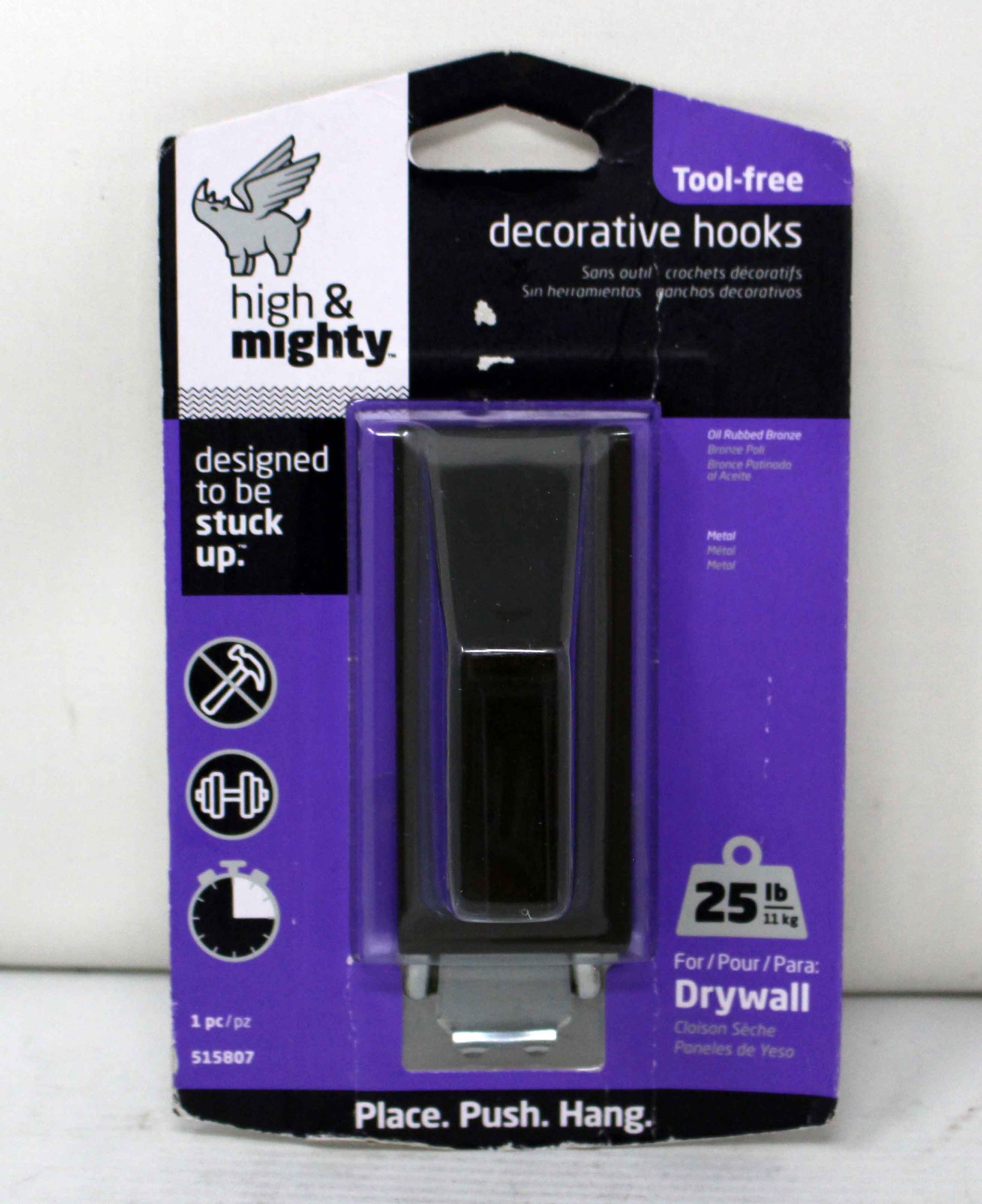 High & Mighty Decorative Hooks 25 Lbs Drywall Oil Rubbed Bronze 1 Piece