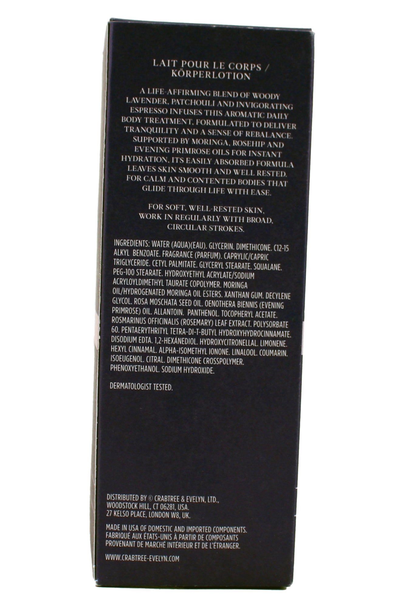 Crabtree & Evelyn Lanvender & Espresso Claming Body Lotion 8.5 Fl Ounce