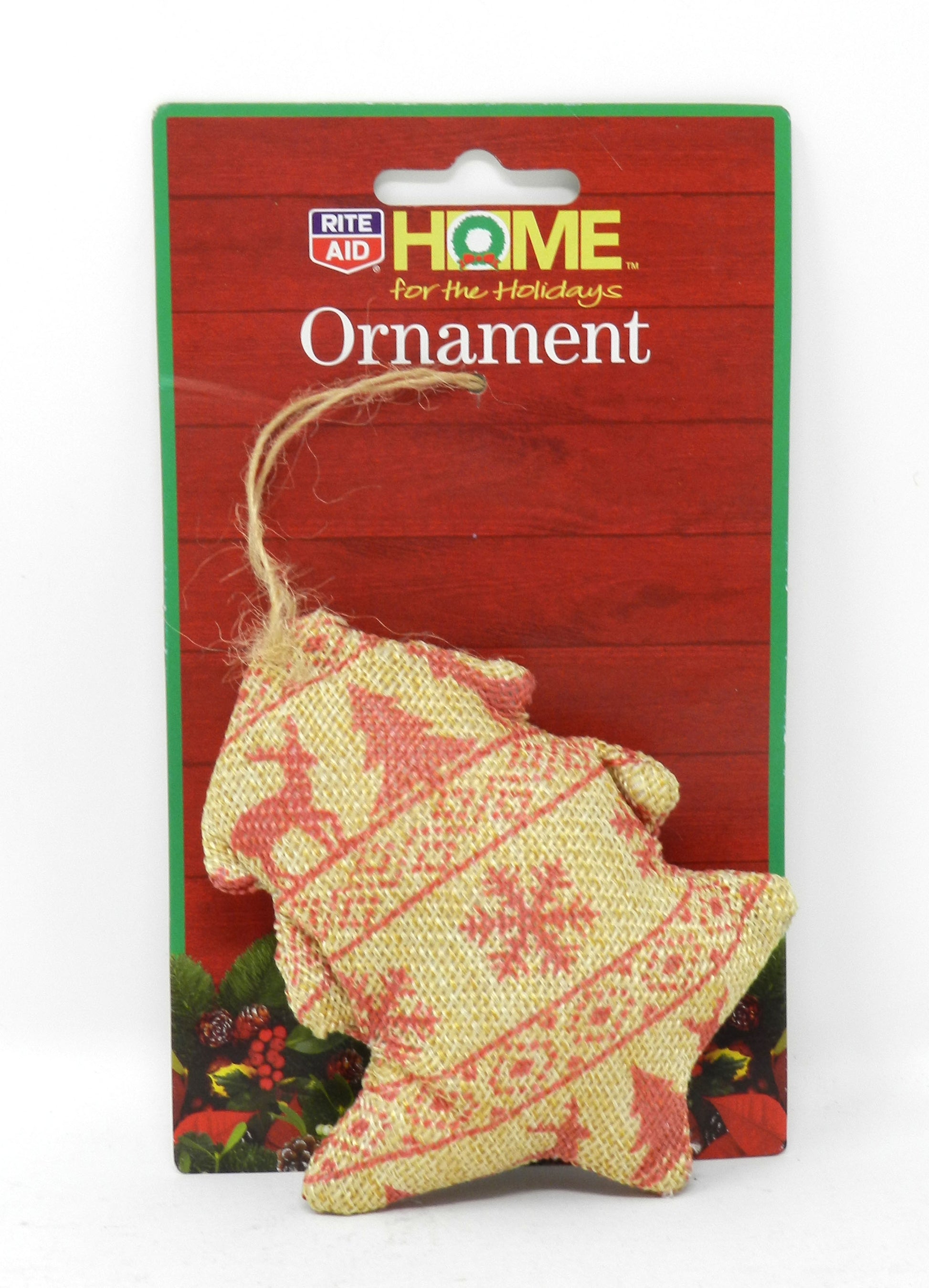 Home For The Holidays Christmas Tree Burlap Ornament Beige
