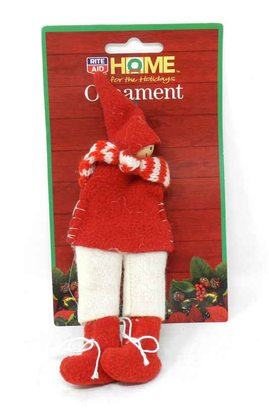 Home For The Holidays Christmas Little Boy Cloth Ornament Red