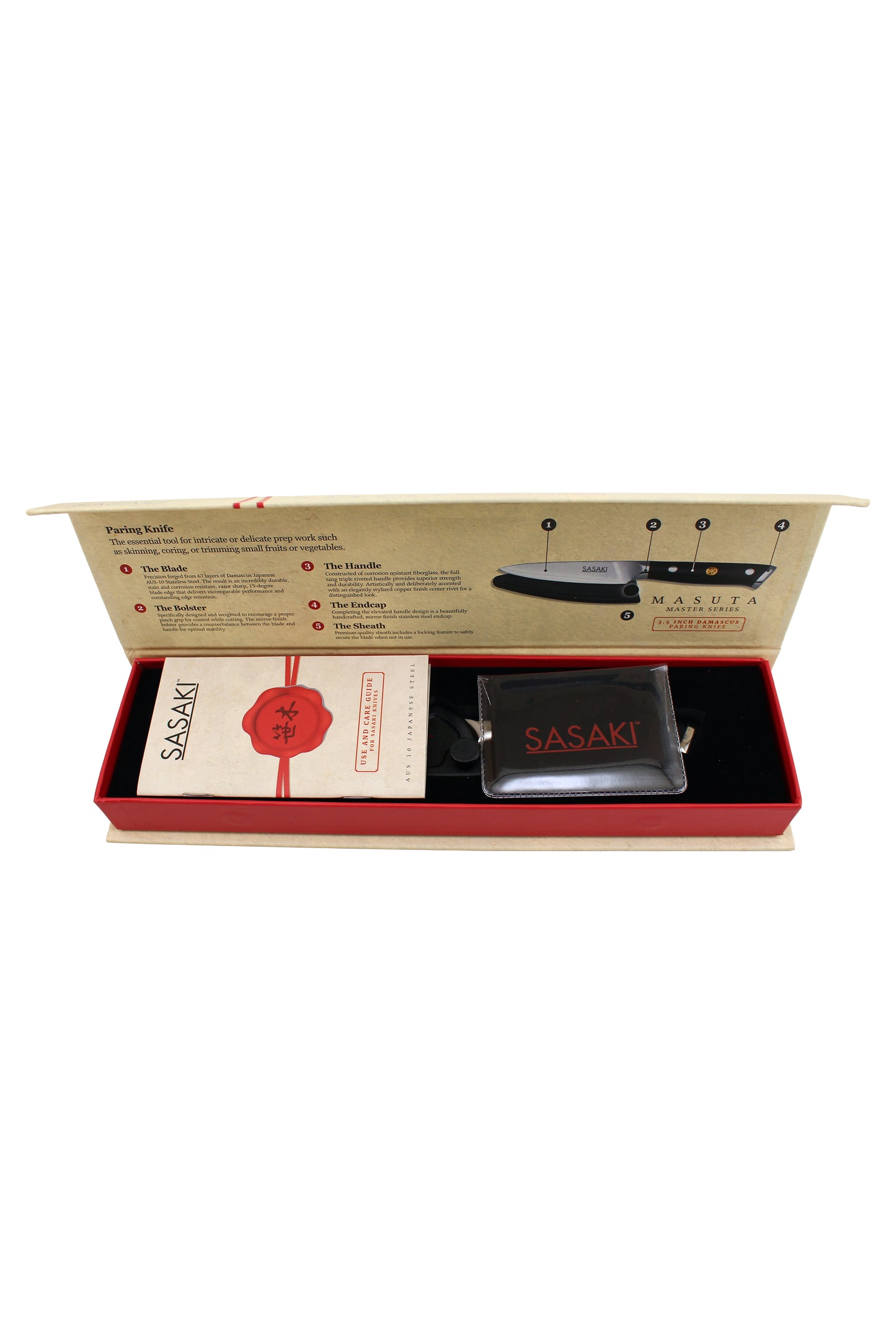 Sasaki Masuta Master Series Damascus Paring Knife 3.5 Inch