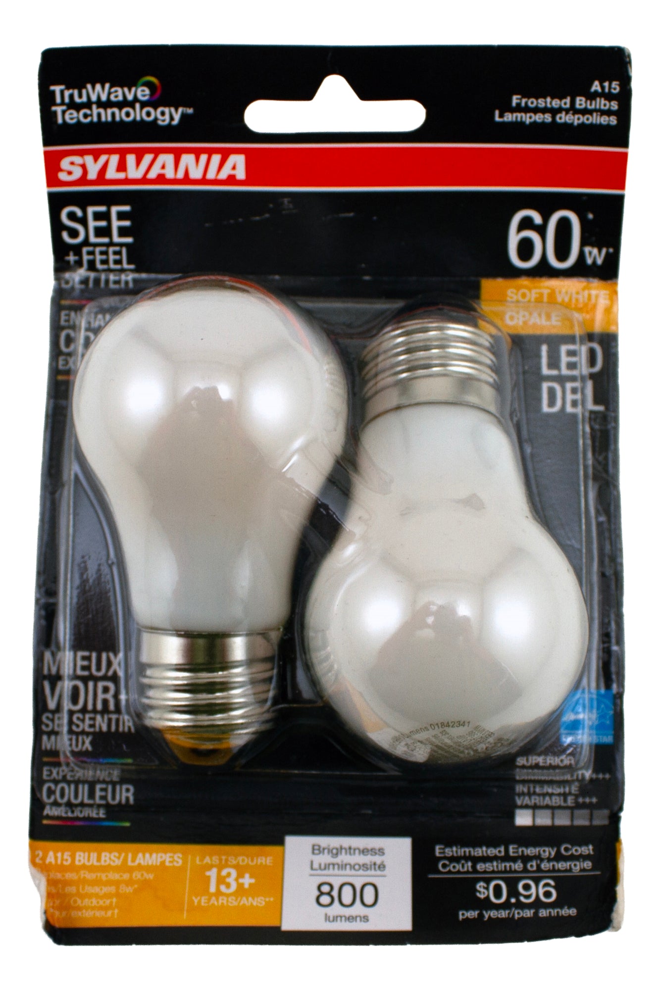 Sylvania LED 60W Soft White 800 Lumens 2 pack Frosted Bulbs