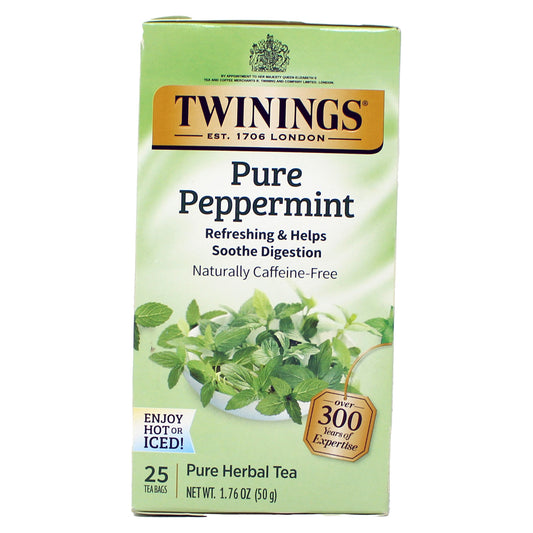 Twinings Pure peppermint Naturally Caffiene Free Tea 25 Tea Bags