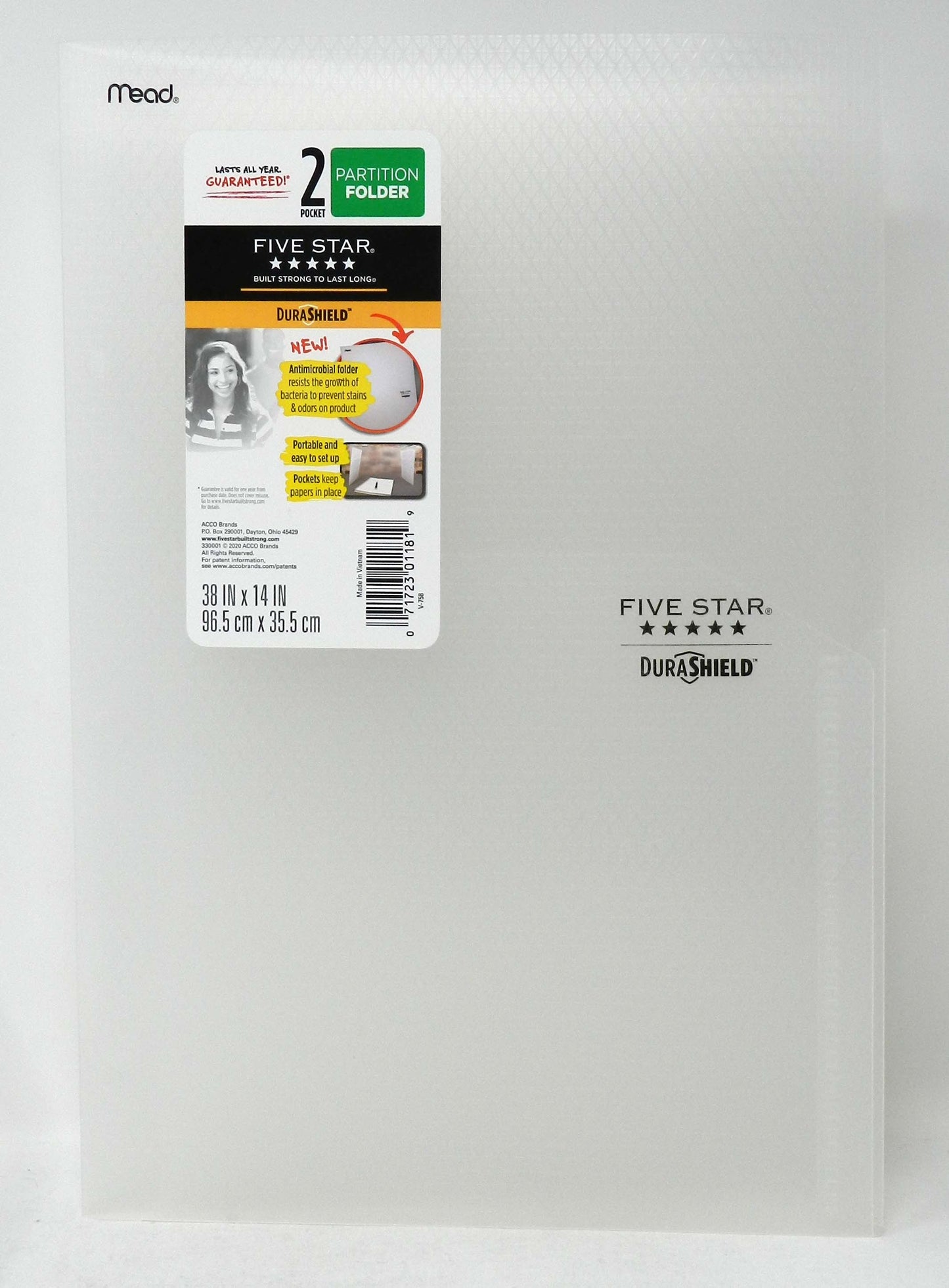 Five Star Anti-Microbial Partition Expanding File Folder