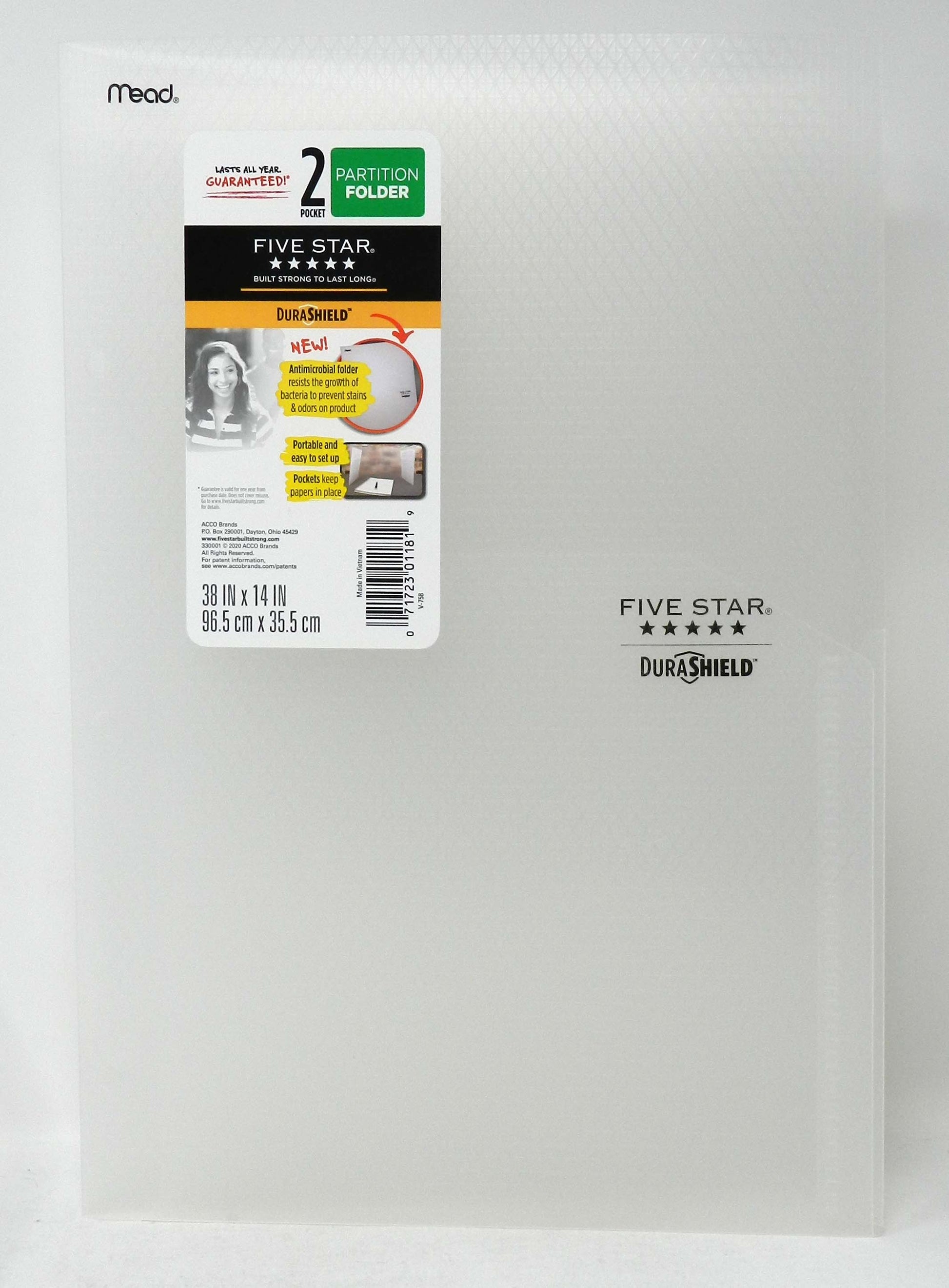 Five Star Anti-Microbial Partition Expanding File Folder