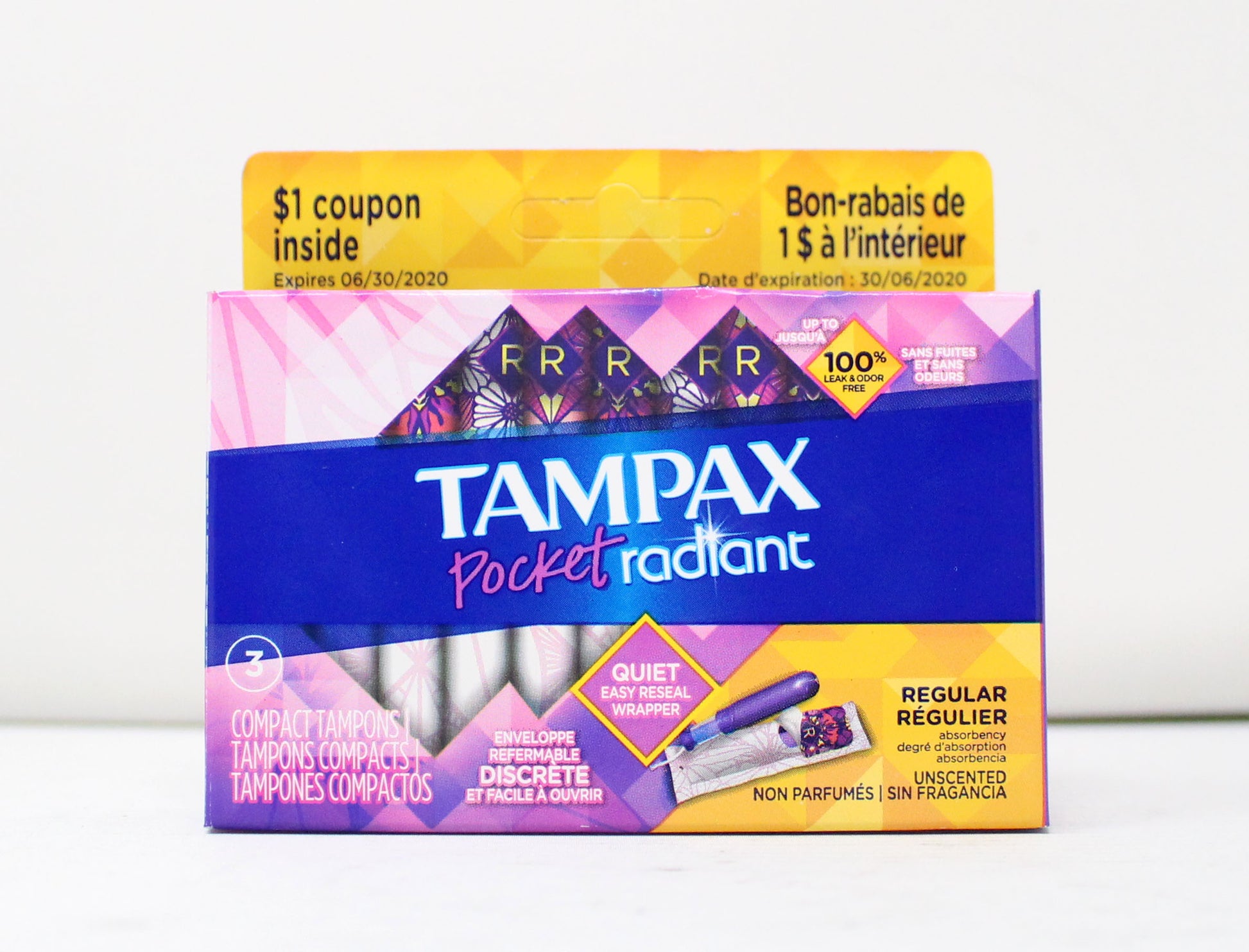 Tampax Pocket Radiant Regular Tampons Unscented 3 Count