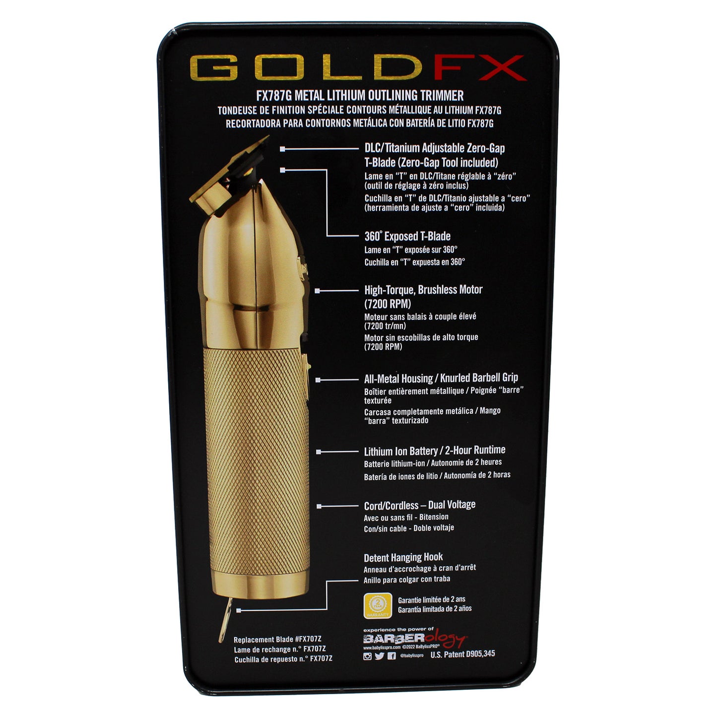 BaBylissPro Gold FX Metal Lithium Outling Trimmer FX787G 1 Count