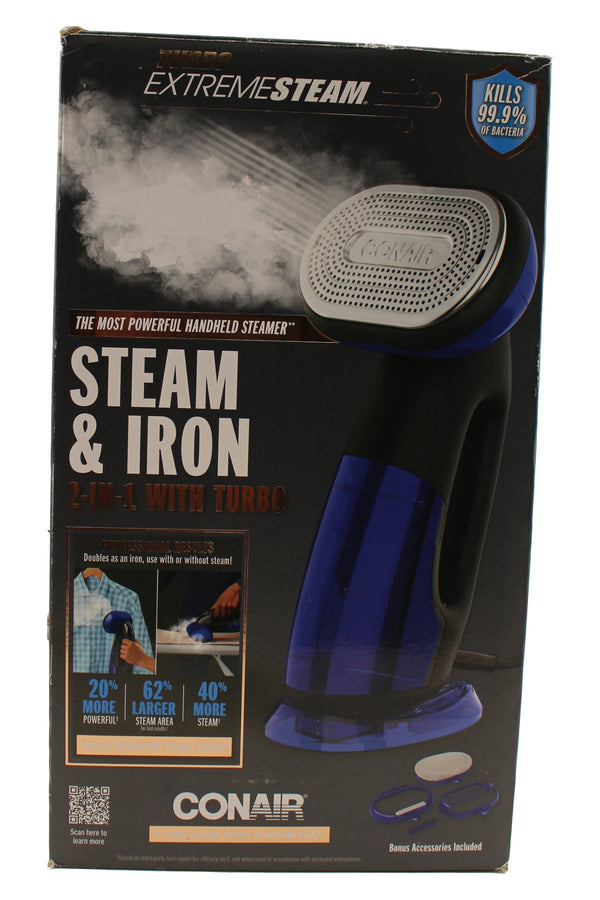 Conair Turbo Extreme Steam and Iron 2 in 1 With Turbo Steamer Blue 1 C ...