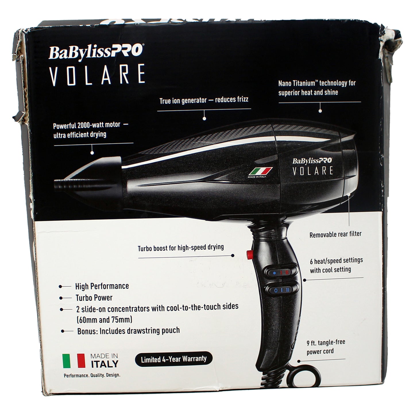BaBylissPRO Nano Titanium Volare V1 Hair Dryer 2000W Black 1 Count USED