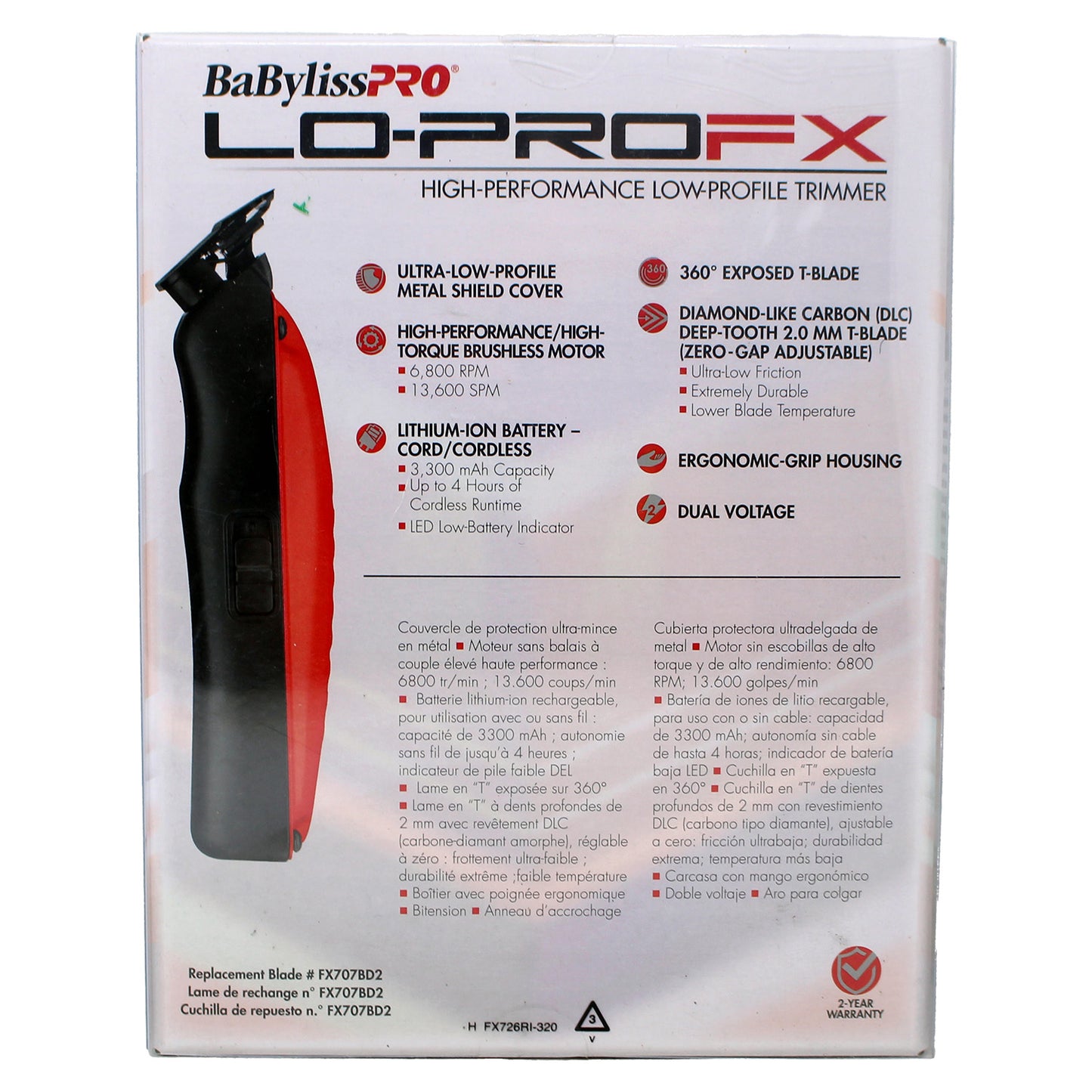 BaBylissPRO Lo Pro FX High Performance Low Profile Trimmer Red 1 Count