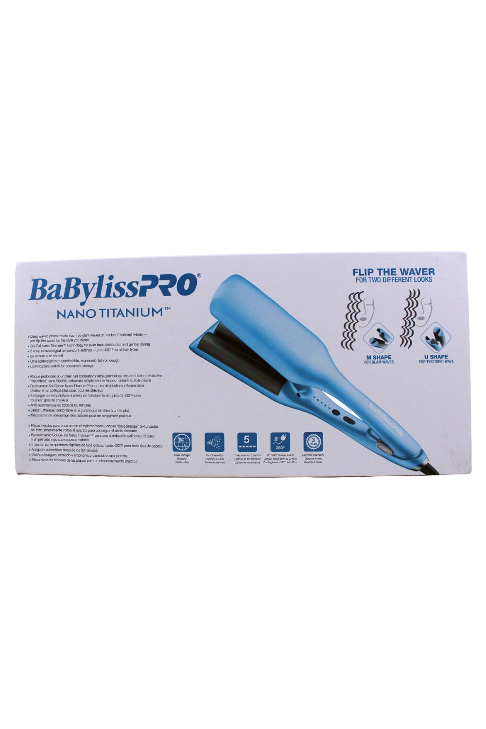 Babylisspro Deep Waver Nano Titanium 5 Digital Temperature Settings Blue 1 Count