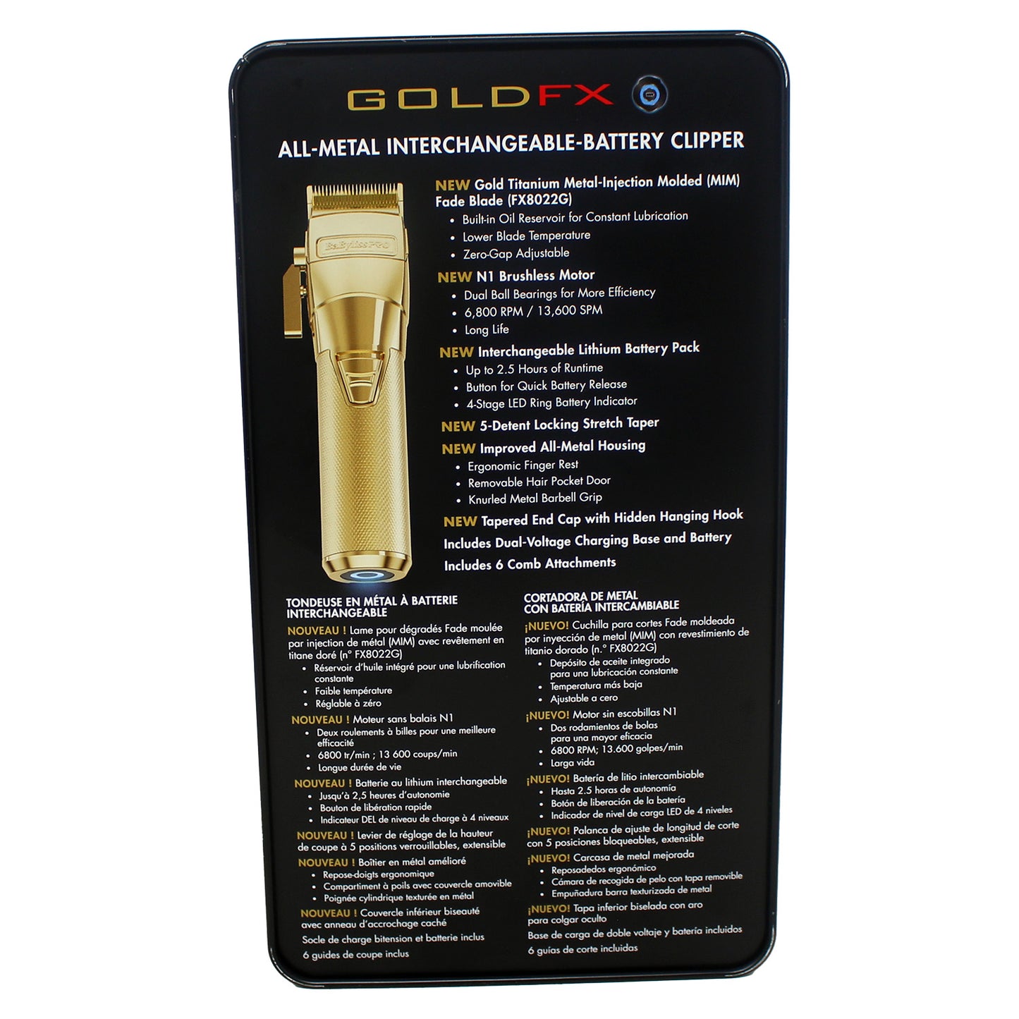 BaBylissPRO FXONE GoldFX Metal Clipper 1 Count