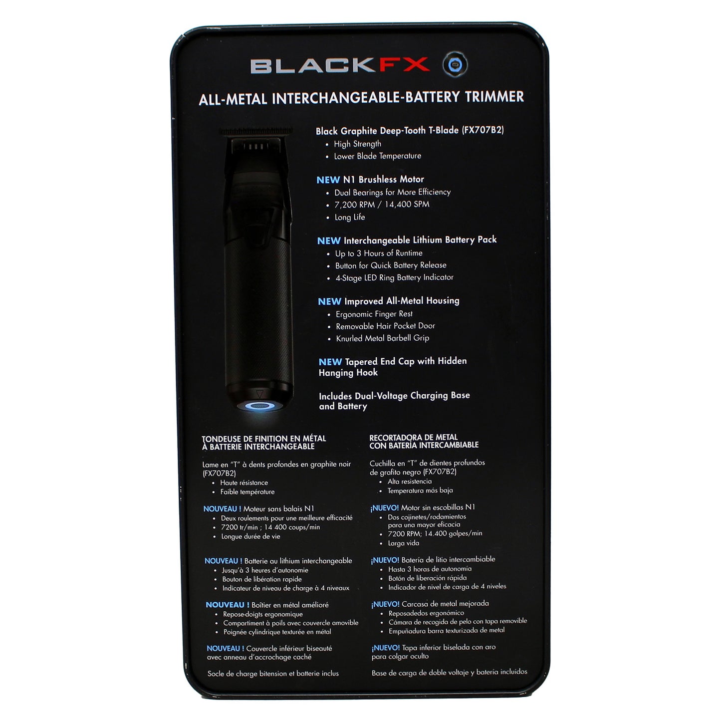 BaByliss Pro Black FX All-Metal Interchangeable-Battery Trimmer (Black)