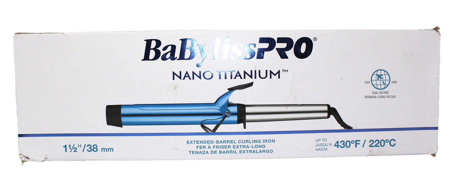 Babyliss PRO Nano Titanium Extended Barrel Curling Iron 1 1/2" Inch, Blue